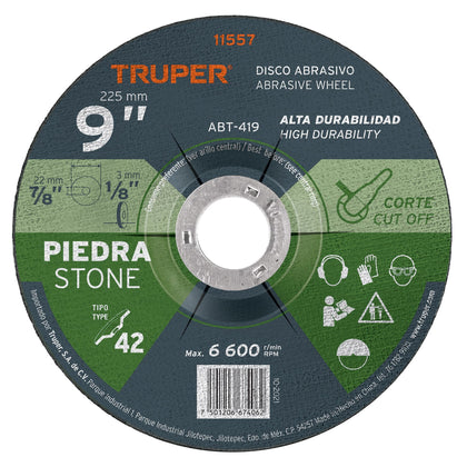 Truper ABT-419 Disco para corte de piedra, tipo 42, diámetro 9'