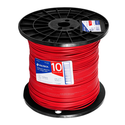 Volteck CAB-10R-500Cable THHW-LS 10 AWG rojo en carrete de 500 m