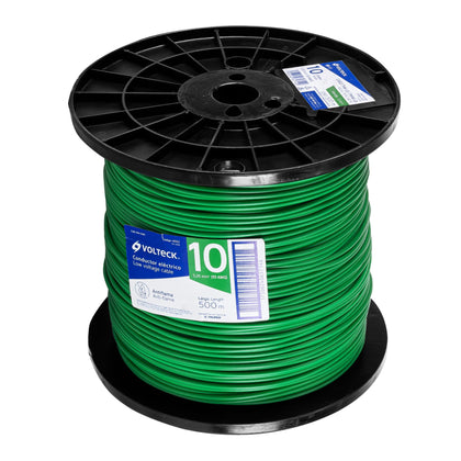 Volteck CAB-10V-500 Cable THHW-LS 10 AWG verde en carrete de 500 m