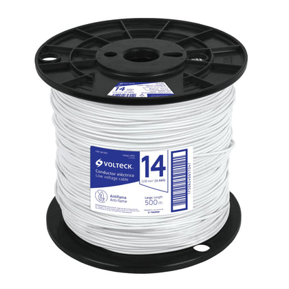 Volteck CAB-14B-500 Cable THHW-LS 14 AWG blanco en carrete de 500 m