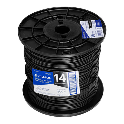 Volteck CAB-14N-500 Cable THHW-LS 14 AWG negro en carrete de 500 m