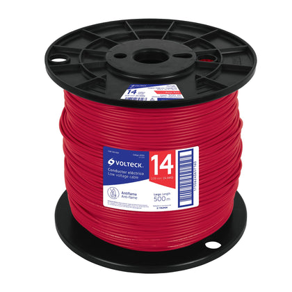 Volteck CAB-14R-500 Cable THHW-LS 14 AWG rojo en carrete de 500 m