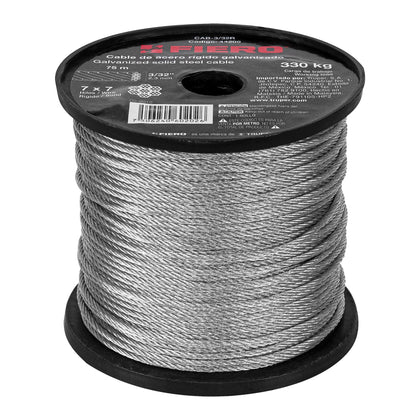 Fiero CAB-3/32R Cable rígido 3/32' de acero 7x7 hilos, 75 m, Fiero