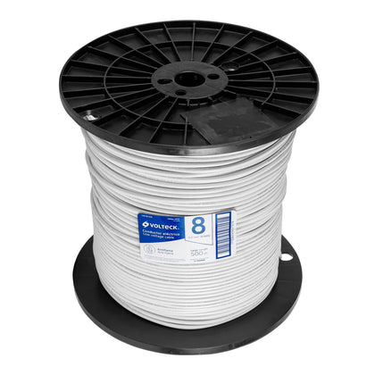 Volteck CAB-8B-500 Cable THHW-LS 8 AWG blanco en carrete de 500 m