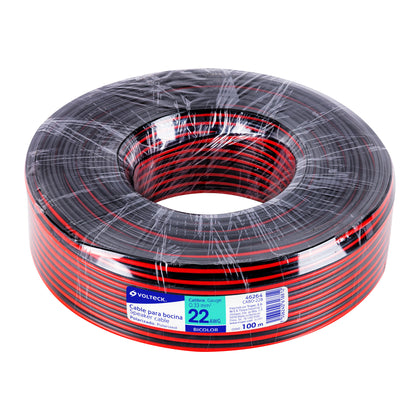 Volteck CABO-22B Cable para bocina, 22 AWG, bicolor, 100 m