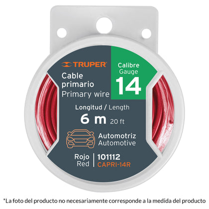 Truper CAPRI-10R Carrete con 2.5 m de cable primario rojo calibre 10