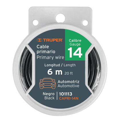 Truper CAPRI-14N Carrete con 6 m de cable primario negro calibre 14