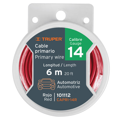 Truper CAPRI-14R Carrete con 6 m de cable primario rojo calibre 14