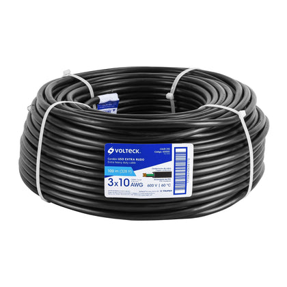 Volteck CAUR-310 Cable uso extra rudo 3 x 10 AWG en rollo de 100 m