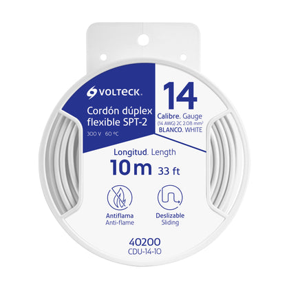 Volteck CDU-14-10 Carrete con 10 m cordón dúplex flexible SPT 14 AWG