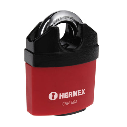 Hermex CHN-50A Candado de hierro, 50mm, llave anti-ganzúa, blister