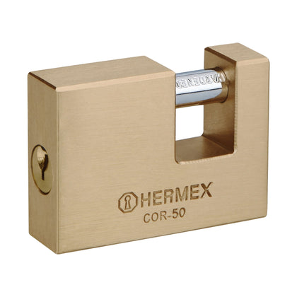 Hermex COR-50 Candado antipalanca, 50mm, cuerpo de latón llave tradicional