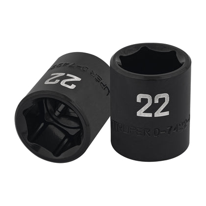 Truper D-7422-M Dado de impacto de 22 mm, 6 puntas, cuadro 1/2'