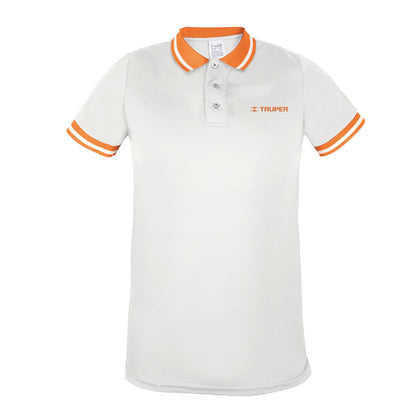 Truper DRY-BC-C Playera tipo polo, dry fit, blanca, para caballero, talla CH