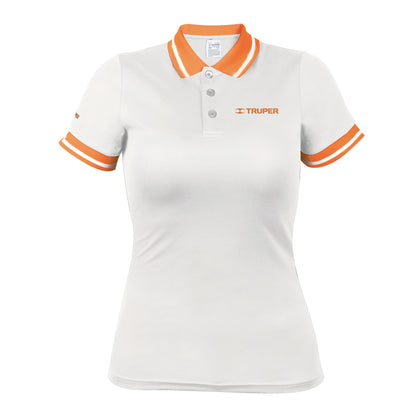 Truper DRY-BD-G Playera tipo polo dry fit blanca, para dama, talla G