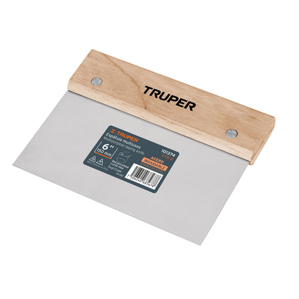 Truper ETR-6 Espátula rectangular 6' x 3' acero inoxidable, mango madera