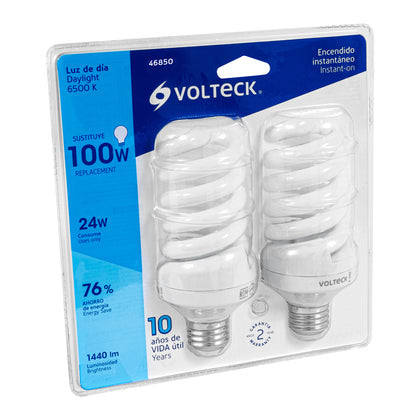 Volteck F-24EX2 Lámpara 24 W, espiral, luz día, T4, en blister 2 piezas