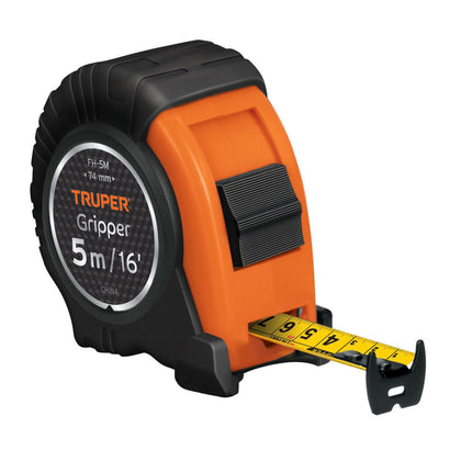 Truper FH-5M Flexómetro Gripper contra impactos 5 m cinta 19 mm