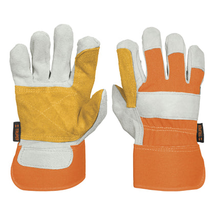 Truper GU-215 Guantes de carnaza y loneta, con refuerzo, unitalla