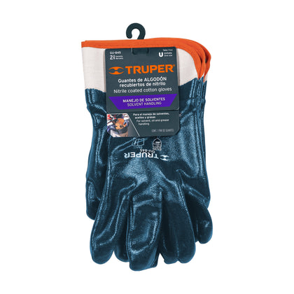 Truper GU-845 Guantes de algodón recubiertos de nitrilo, puño seguridad