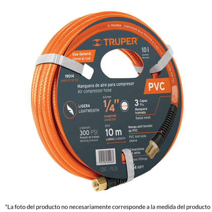 Truper MAN-PI-10-3/8 Manguera de PVC para compresor, 10 m, 3/8