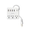 Multicontacto 16 AWG doméstico 3 entradas 4 ptos USB, blanco