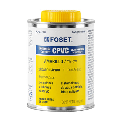 Foset PCPVC-500 Cemento para CPVC, bote 500 ml