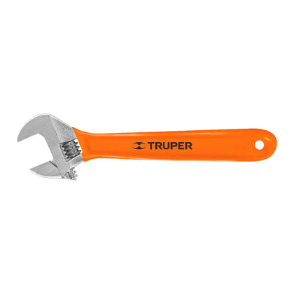 Truper PET-10X Llave ajustable (perico), cromado 10', mango de PVC