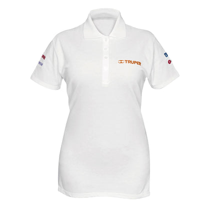 Truper POL-BD-C Playera tipo polo blanca, para dama, talla CH