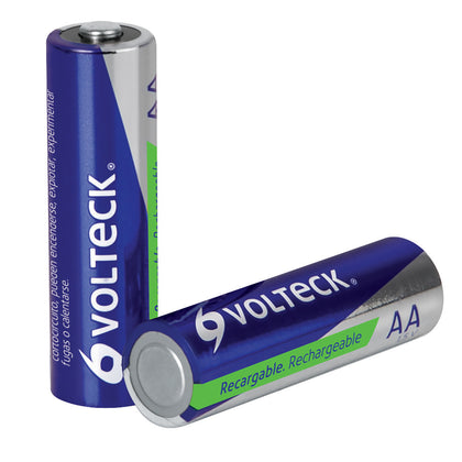 Volteck RE-AA Pilas recargables, larga duración, AA, 2,500 mAh, 2 piezas