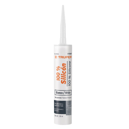 Truper SIL-100B Sellador blanco 100% silicón de 280 ml