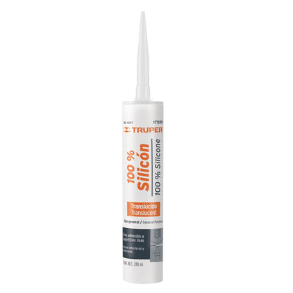 Truper SIL-100T Sellador transparente, 100% de silicón, 280 ml