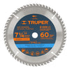 Truper ST-760 Disco sierra 7- 1/4' para madera, 60 dientes centro 5/8'