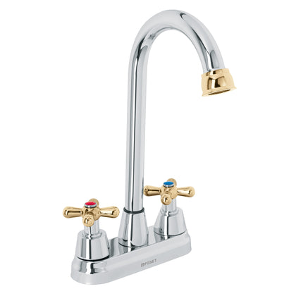 Foset AQM-61G Mezcladora cromo-oro 4' p/lavabo, tipo bar, cruceta, Aqua