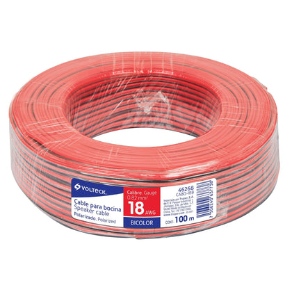 Volteck CABO-18B Cable para bocina, 18 AWG, bicolor, 100 m