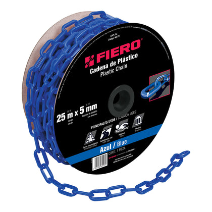 Fiero CAPL-5Z Cadena de 5 mm de plástico azul, carrete de 25 m