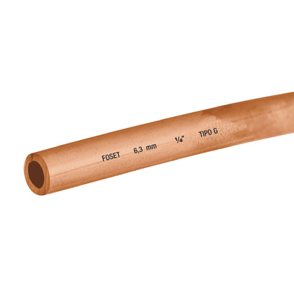 Foset CC-001F Tubo de cobre flexible, 1/4', rollo de 15 metros