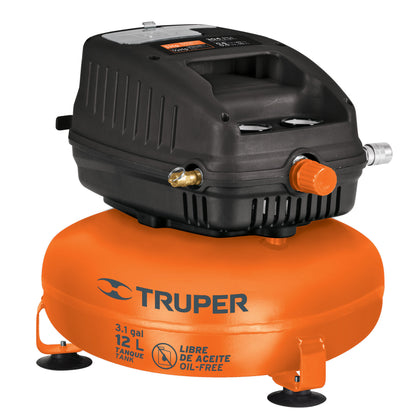 Truper COMP-12S Compresor de aire libre de aceite, 12 L, 1 HP (potencia máx)