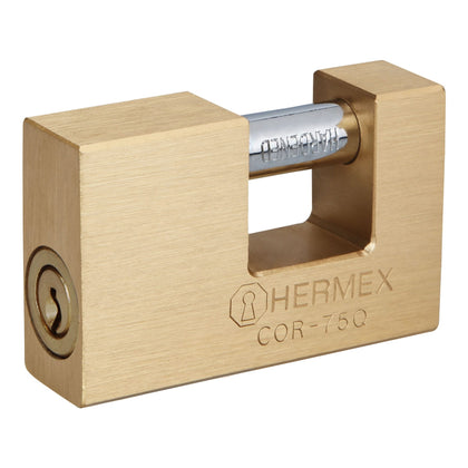 Hermex COR-75Q Candado antipalanca, 75mm, cuerpo de latón, llave puntos