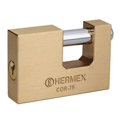 Hermex COR-75 Candado antipalanca, 75mm, cuerpo de latón llave tradicional