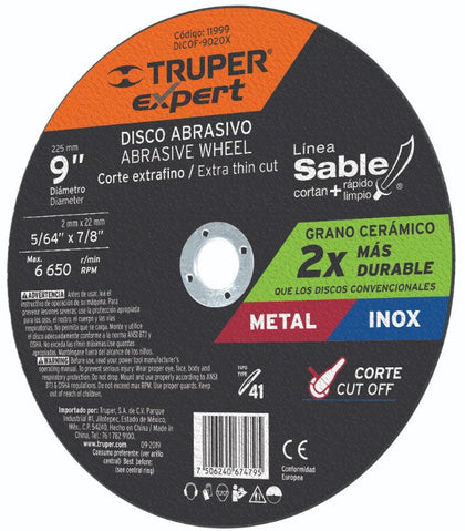 Expert DICOF-9020X Disco tipo 41, corte fino metal, Línea Sable 9', Expert