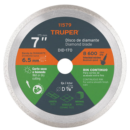 Truper DID-170 Disco de diamante de 7' x 2.2 mm rin continuo