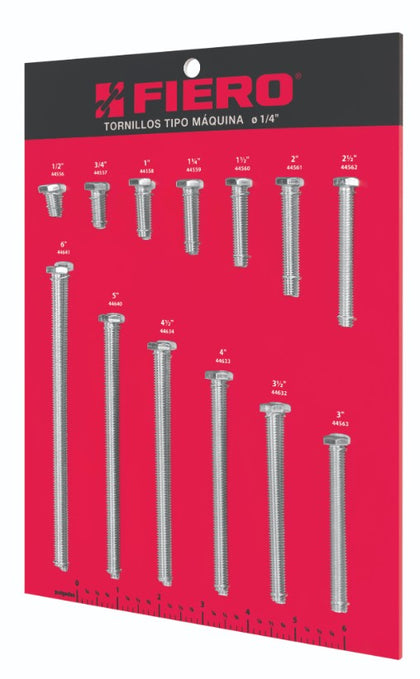 Fiero EXF-TORM-1/4 Exhibidor Fiero con tornillos tipo máquina, 1/4'