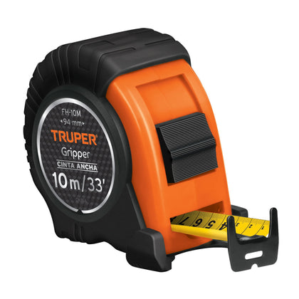 Truper FH-10M Flexómetro Gripper contra impactos 10 m cinta 32 mm, Truper