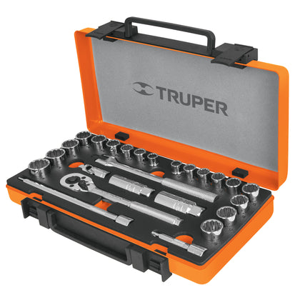 Truper JD-3/8X26MP Juego de herramienta para mecánico, mixto, 3/8', 25 piezas