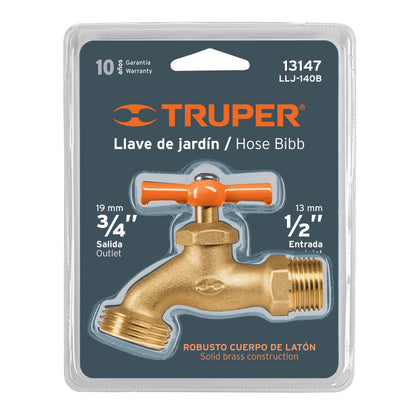 Truper LLJ-140B Llave de nariz para jardín, 1/2' en blíster, Truper