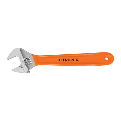 Truper PET-15X Llave ajustable (perico), cromado 15', mango de PVC