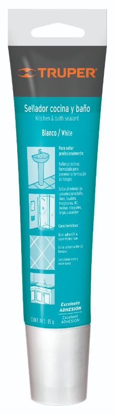 Truper SIL-85BCT Sellador transparente para baño y cocina, 85 gr